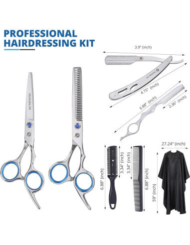 Kit de Tijeras de Barbero Marhaba AS - 10 Piezas Profesionales
