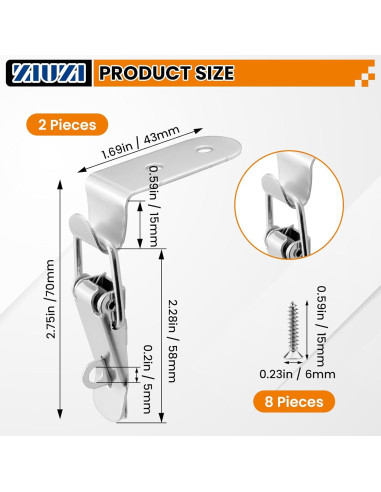 Pestillo de Ángulo 90 Grados ZIUZI Acero Inoxidable 2 Pcs