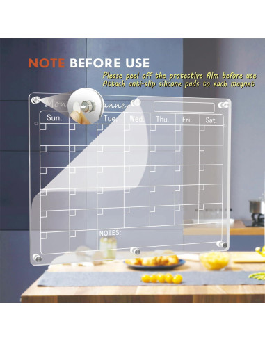 Calendario Acrílico Magnético SWSKR 30.48x40.64cm para Nevera