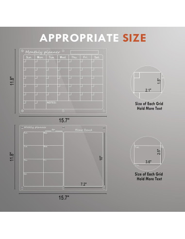 Calendario Acrílico Magnético SWSKR 30.48x40.64cm para Nevera