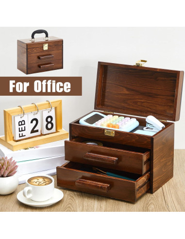 Mini caja de herramientas de madera Weysat 27.5x20.8x15 cm 2 cajones