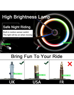 4 Luces LED de Válvula para Neumáticos YUERWOVER Coloridas 2