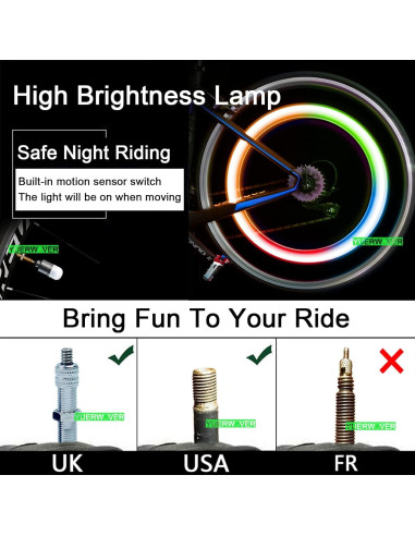 4 Luces LED de Válvula para Neumáticos YUERWOVER Coloridas