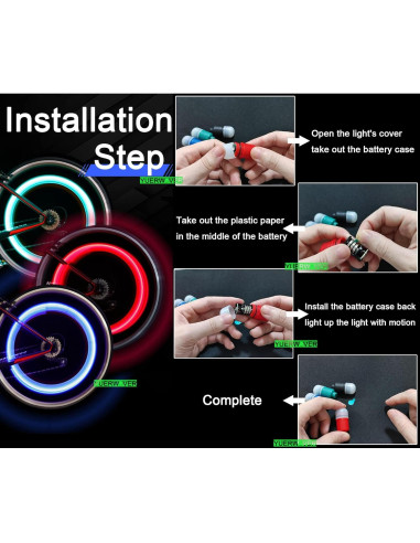 4 Luces LED de Válvula para Neumáticos YUERWOVER Coloridas