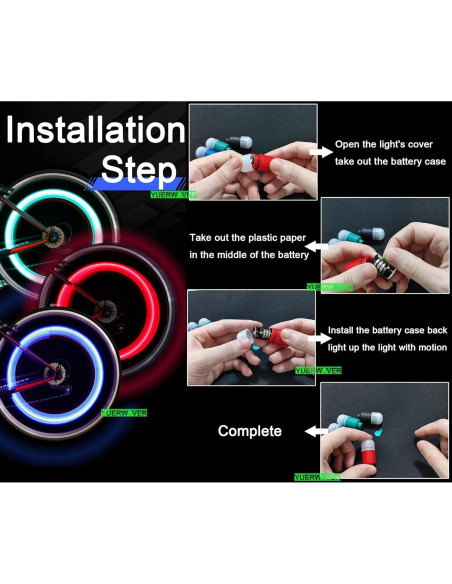 4 Luces LED de Válvula para Neumáticos YUERWOVER Coloridas
