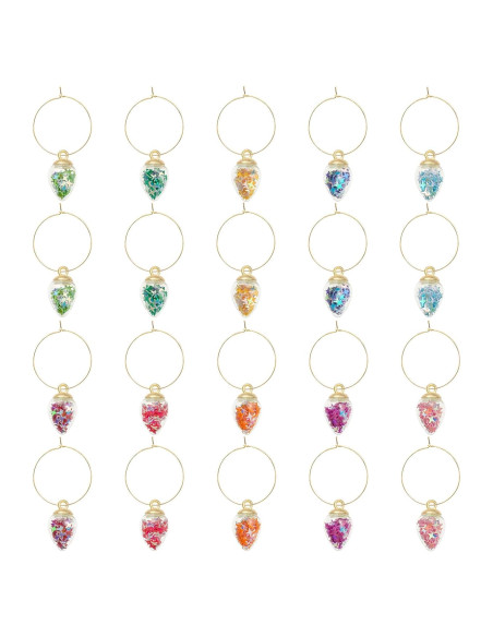 Marcadores de Copas de Vino ELANE 20 Pcs Coloridos
