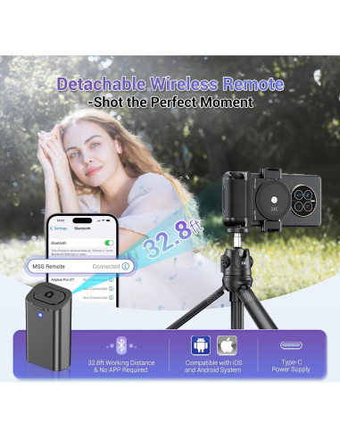 Agarre de Cámara para Teléfono Jinjiacheng con Control Remoto Negro