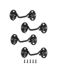 4 Ganchos y Ojos de Acero Inoxidable 75mm Negro - Bociloy