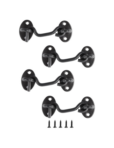 4 Ganchos y Ojos de Acero Inoxidable 75mm Negro - Bociloy