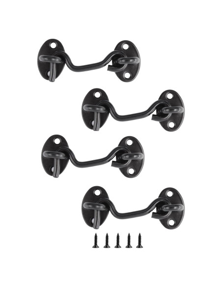 4 Ganchos y Ojos de Acero Inoxidable 75mm Negro - Bociloy