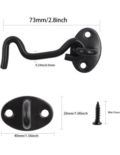 4 Ganchos y Ojos de Acero Inoxidable 75mm Negro - Bociloy 2