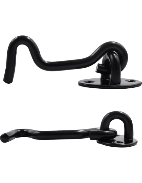 4 Ganchos y Ojos de Acero Inoxidable 75mm Negro - Bociloy