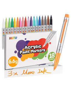 Marcadores Acrílicos Punta Pincel HOTU 18 Colores 6.6g