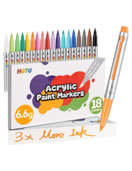 Marcadores Acrílicos Punta Pincel HOTU 18 Colores 6.6g Marcadores Acrílicos Punta Pincel HOTU 18 Colores 6.6g