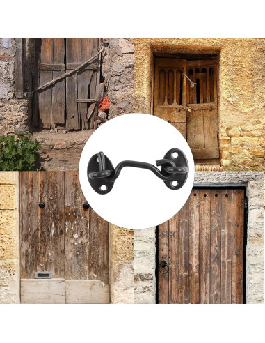 4 Ganchos y Ojos de Acero Inoxidable 75mm Negro - Bociloy