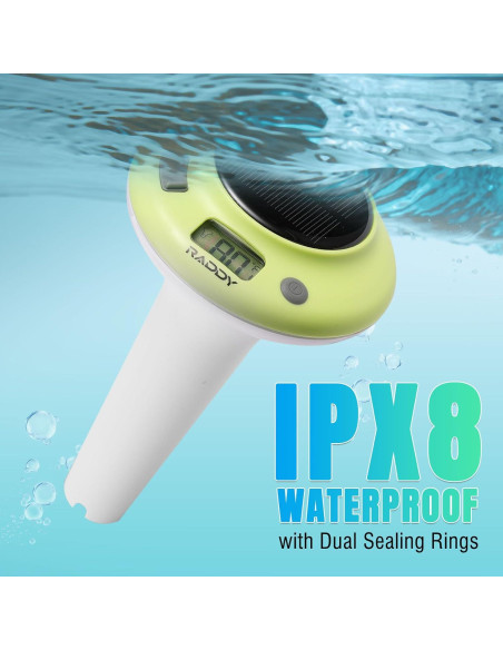 Termómetro de piscina solar Raddy PT-5 LCD impermeable