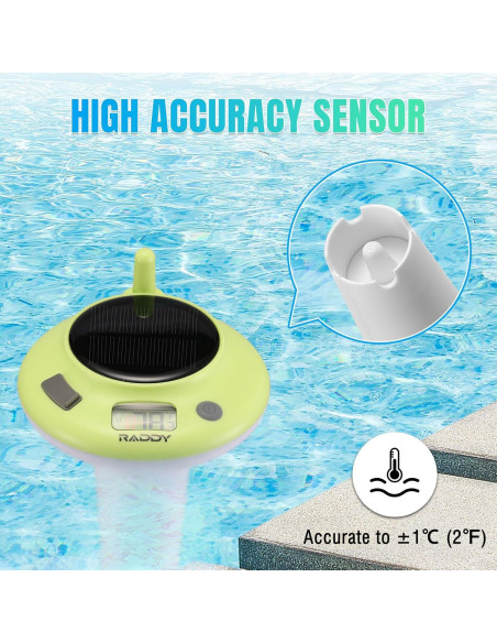 Termómetro de piscina solar Raddy PT-5 LCD impermeable