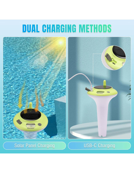 Termómetro de piscina solar Raddy PT-5 LCD impermeable