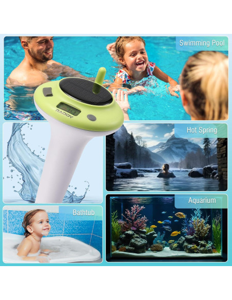 Termómetro de piscina solar Raddy PT-5 LCD impermeable