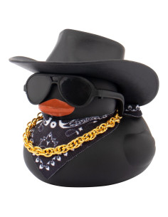 Patito de Goma Decorativo Wonuu con Sombrero y Gafas - Negro