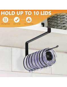 Organizador de Tapas de Tazas Lucasden - Soporte Bajo Gabinete Negro 2