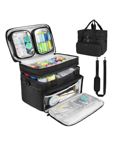 Organizador de Costura Doble Capa M-Sewing Negro 34.2x21.7cm