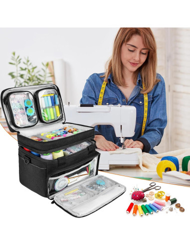 Organizador de Costura Doble Capa M-Sewing Negro 34.2x21.7cm