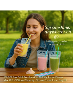 Bolsas de Bebida Reutilizables C CRYSTAL LEMON 100 Piezas 500ml 2