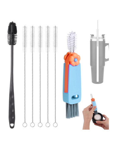 Juego de 7 cepillos limpiadores de botellas PEUTIER azul