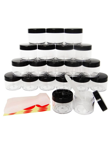 20 Tarros de Muestra Cosméticos 20ml Wopanxye con Tapas Negras