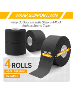 Cinta Atlética Dimora Negra 4 Rollos 3.81 cm x 13.72 m 2