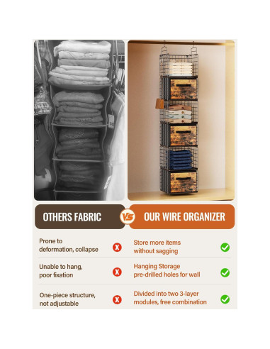 Organizador Colgante Orapoke Negro 6 Niveles con Cajones