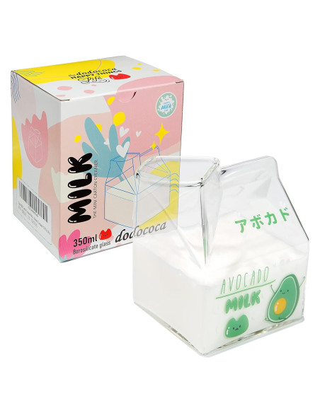 Taza de Leche de Vidrio Dodococa Aguacate 12 Oz Jarra Crema