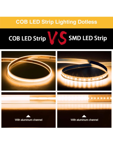 Tira LED COB IP67 5m Blanco Cálido 3000K LLTOP - Alta Eficiencia
