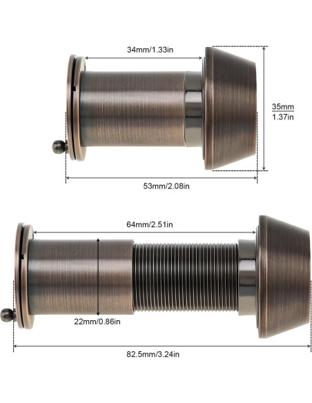Mirilla de Puerta Latón Sólido 220 Grados Bronce Aceitado