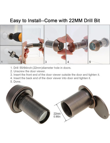 Mirilla de Puerta Latón Sólido 220 Grados Bronce Aceitado