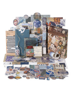 Kit de Scrapbooking Estético JOYCHOIC - 10 Piezas Vintage Azul