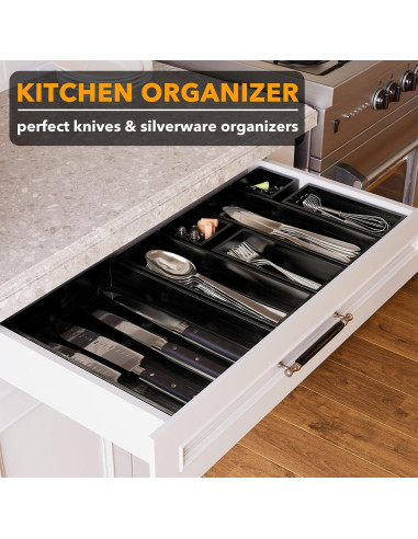 Conjunto 7 Cajas Organizadoras de Bambú SpaceAid - Negro