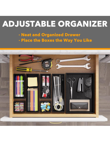 Conjunto 7 Cajas Organizadoras de Bambú SpaceAid - Negro