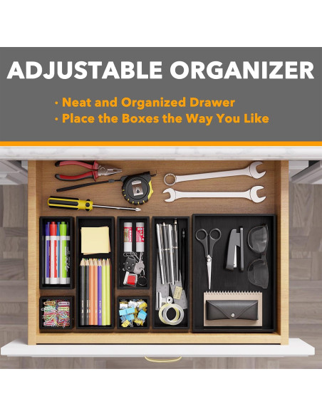 Conjunto 7 Cajas Organizadoras de Bambú SpaceAid - Negro