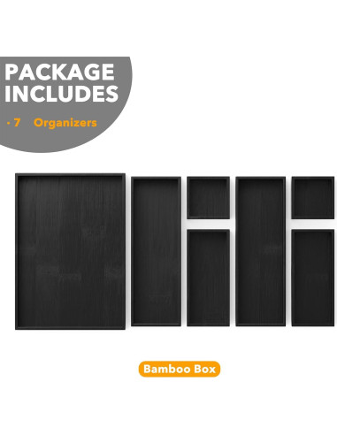 Conjunto 7 Cajas Organizadoras de Bambú SpaceAid - Negro