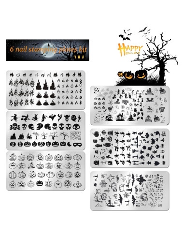 Kit de Estampado de Uñas Halloween JERCLITY 6 Piezas