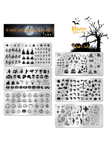 Kit de Estampado de Uñas Halloween JERCLITY 6 Piezas