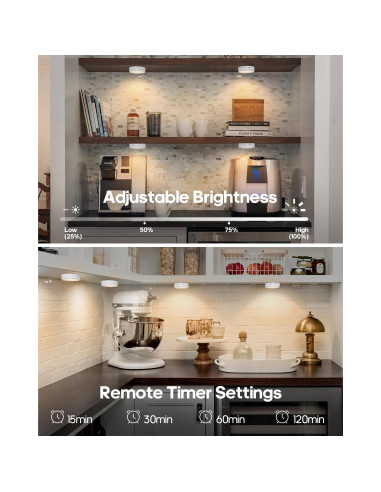 Luces Puck LED Recargables GOODEA.fun con Control Remoto 2 Pcs