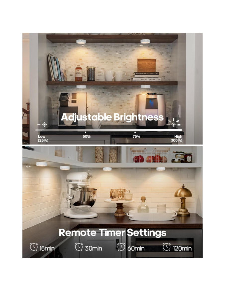 Luces Puck LED Recargables GOODEA.fun con Control Remoto 2 Pcs