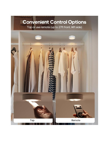 Luces Puck LED Recargables GOODEA.fun con Control Remoto 2 Pcs