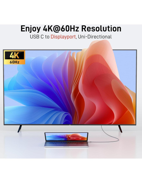 Cable USB C a DisplayPort 1m 4K@60Hz Thunderbolt 3/4/5