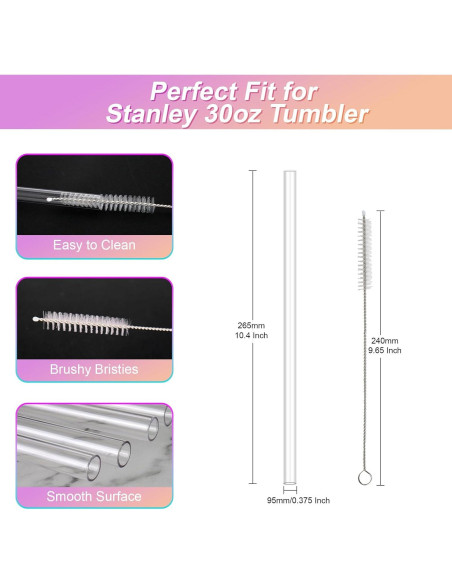 Popotes Reutilizables 26.4 cm para Taza Stanley 30 oz - 6 Piezas