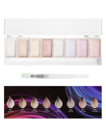 Set de Acuarelas Metálicas LIGHTWISH 8 Colores Aurora con Pincel