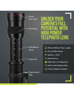 Lente Telefoto Zoom 420-800mm f/8.3 para Canon EF-M 2